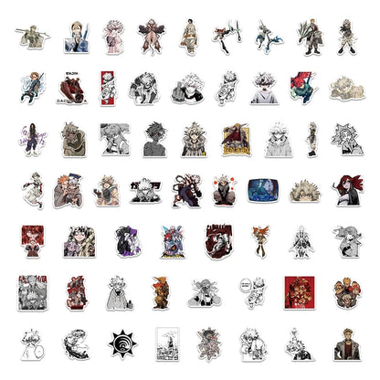 Collection of various anime character stickers on a white background