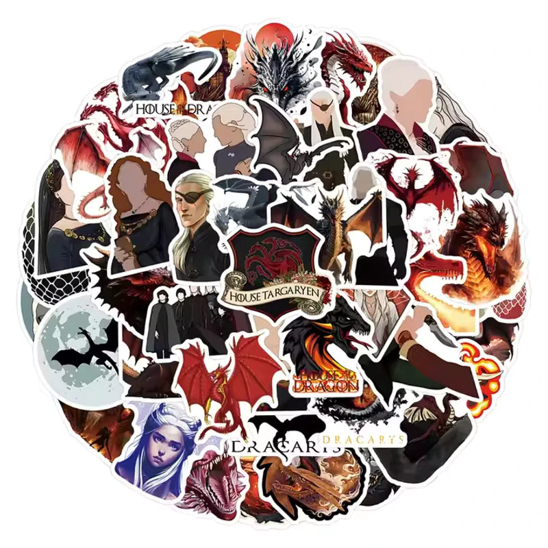 Game of Thrones and House of Dragons Sticker Set of 50 pieces