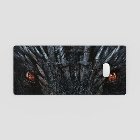Phone case with a detailed design of a creature's face on a light gray background