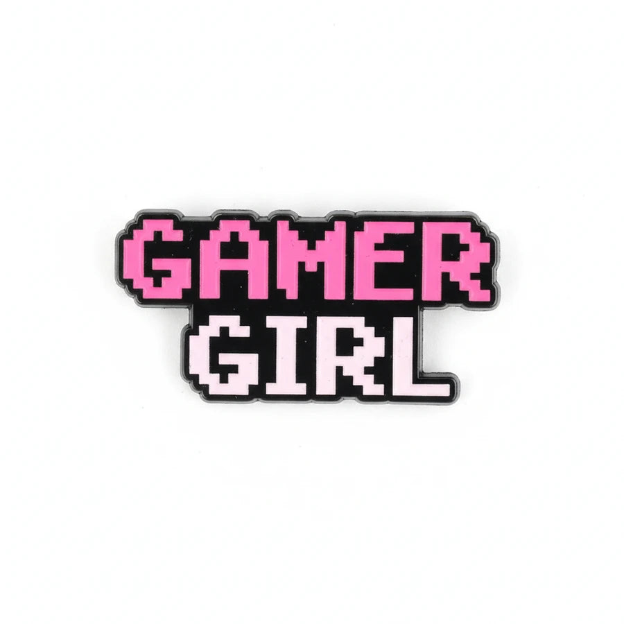 Sticker with 'Gamer Girl' text in pink and white on a black border