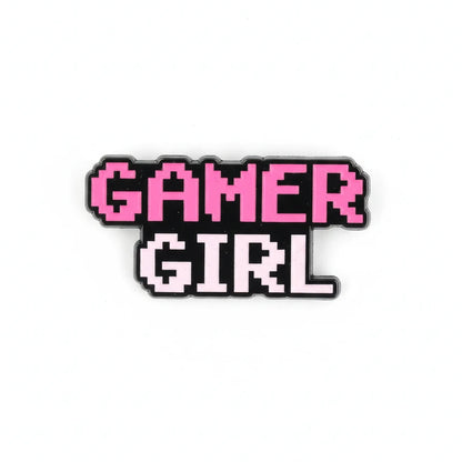 Sticker with 'Gamer Girl' text in pink and white on a black border