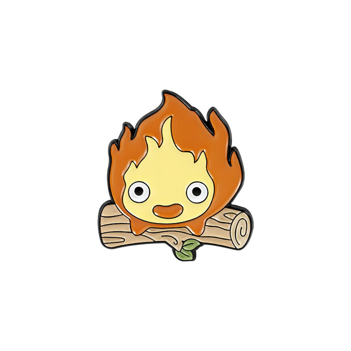 Flame-shaped character on a stick with a white background