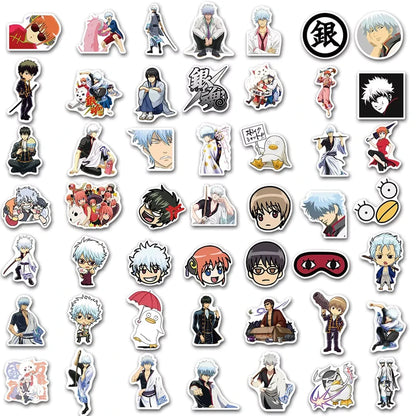 Collection of anime character stickers on a white background