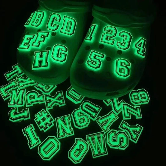 Alphabet and Numbers Glow in The Dark Jibbitz Croc Charms - Crocs