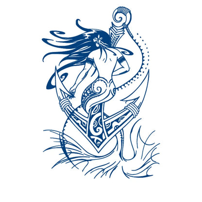 Jagua Tattoo of a mermaid tied to an anchor