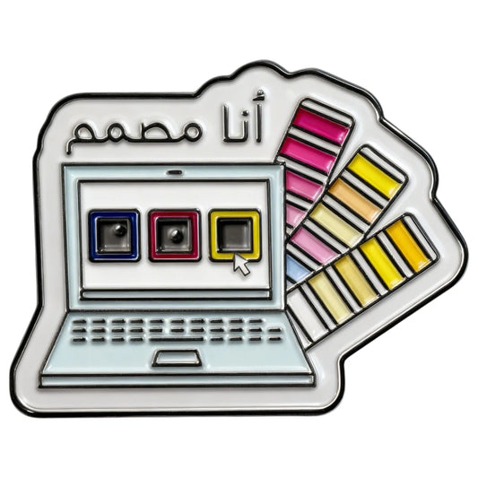 Laptop icon with color swatches on a white background