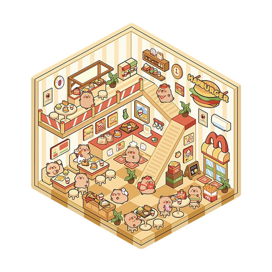 hamburger restaurant diy pet sticker set