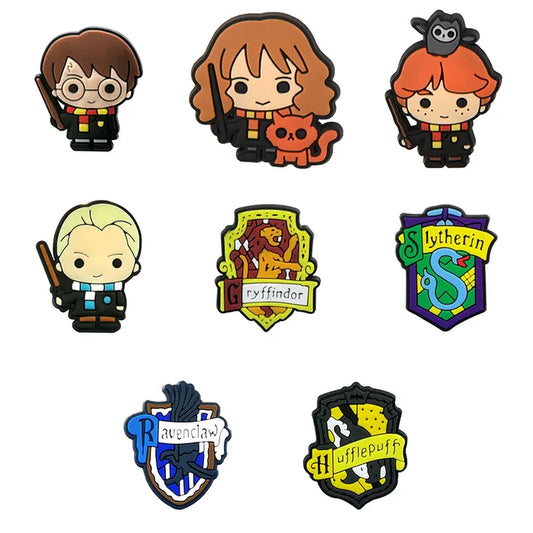 harry potter croc charm designs on a white background