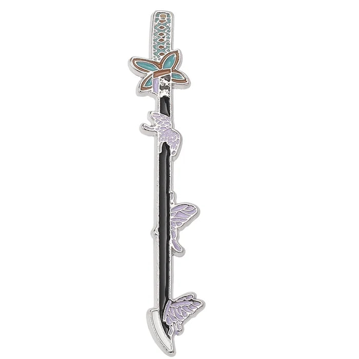 Decorative hair stick with butterfly designs on a white background