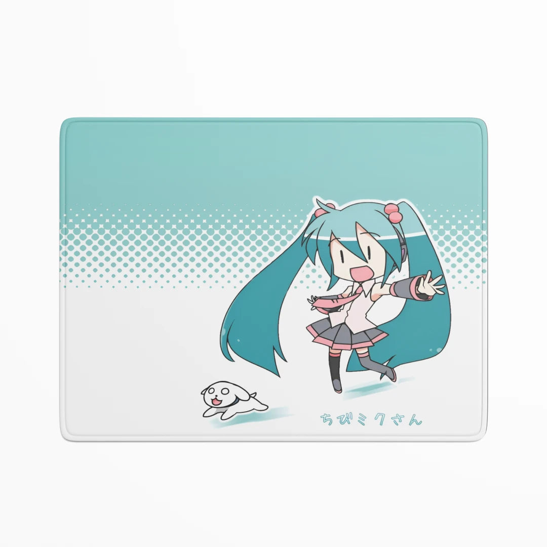 Anime character on a blue and white background