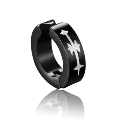 Cross Black C;ip On Earring