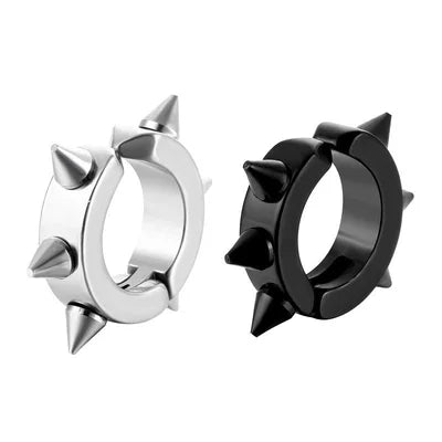 Black and SIlver Spike Unisex Clip On Earring