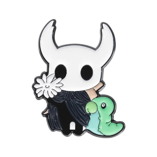 The Knight from Hollow Knight with Grub Enamel Pin