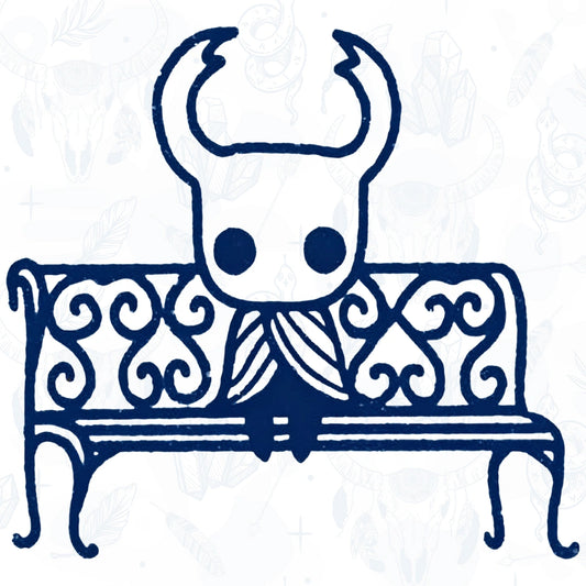 Decorative bench with intricate patterns on a white background