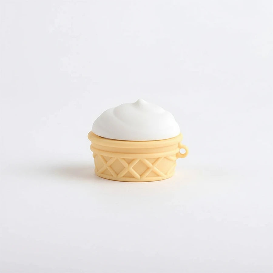 Small ice cream cone-shaped container with white top on a light gray background