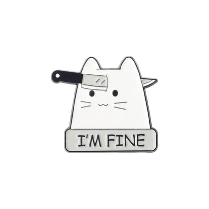 im fine funny cat lapel pin