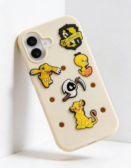 iPhone Beige Croc Charms Case