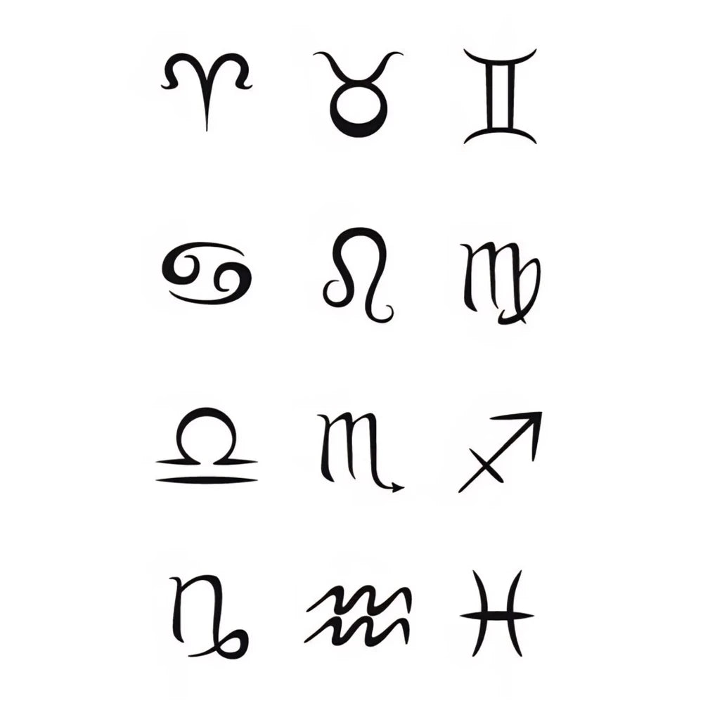 Zodiac Signs Temporary Tattoo (Semi-Permanent Tattoo)