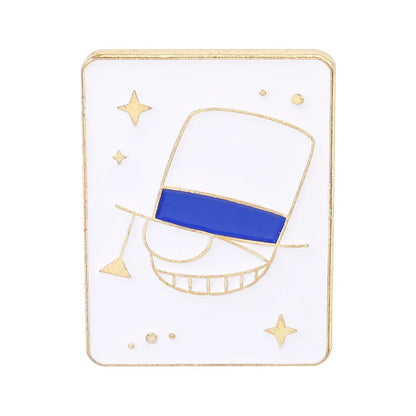 Card with a stylized face wearing a blue bandana on a white background