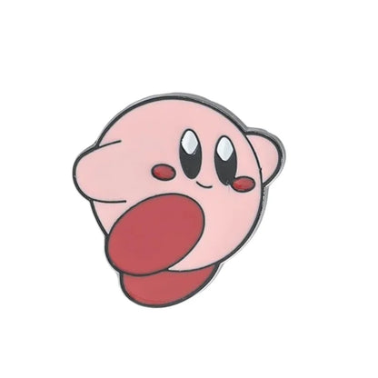 Cartoon character with a pink face and red tongue on a white background