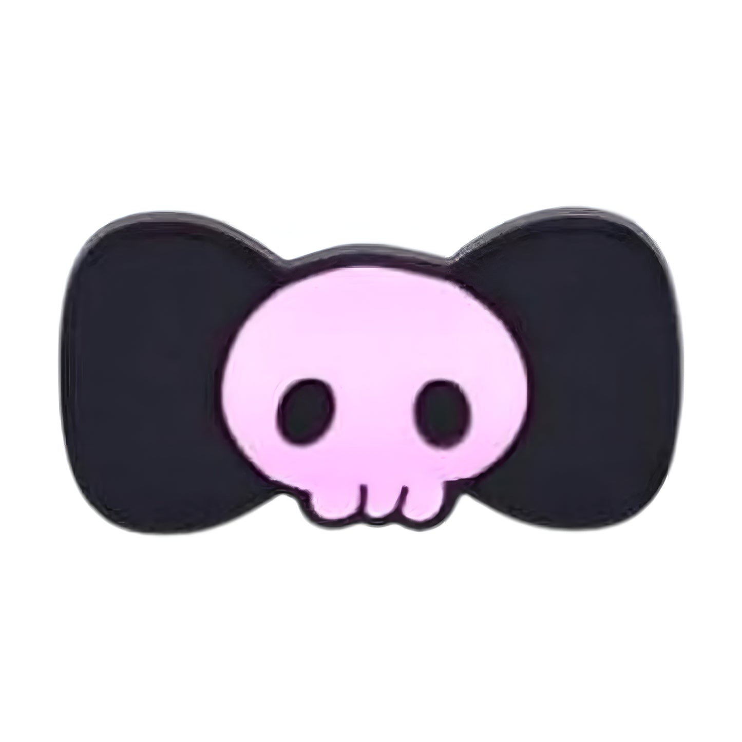 Black bow with a pink skull in the center on a white background