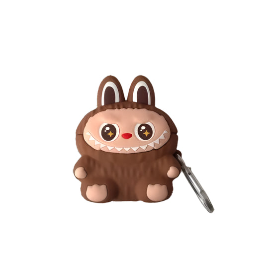 Brown cartoon character keychain on a white background