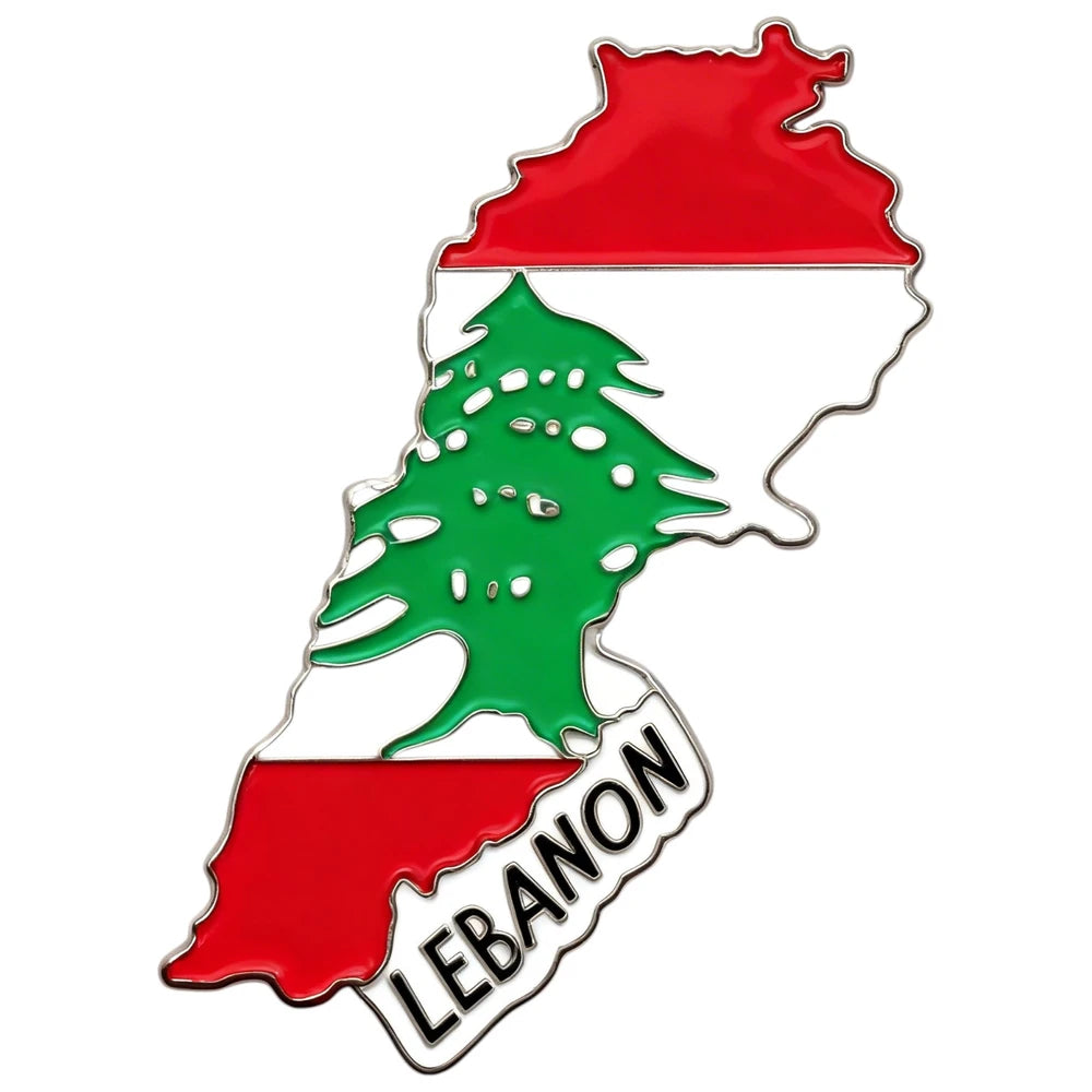 Map of Lebanon with the Lebanese flag colors on a white background