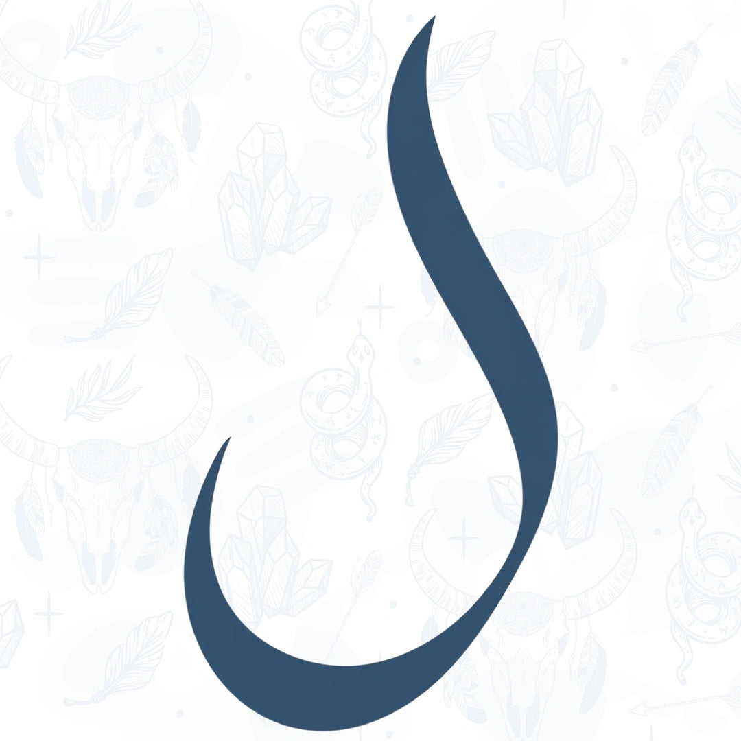 letter L in Arabic calligraphy semi permanent tattoo design on a white pattern background