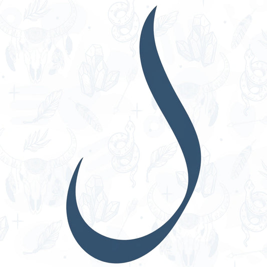 letter L in Arabic calligraphy semi permanent tattoo design on a white pattern background