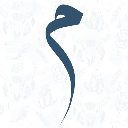letter meem in Arabic Calligraphy semi permanent tattoo design on a white pattern background