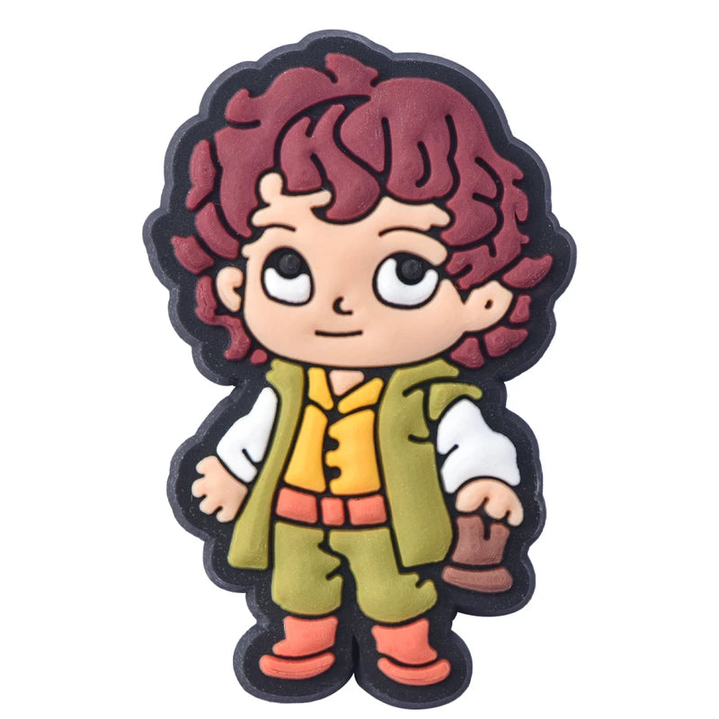 Cartoon character with red hair and a green jacket on a white background