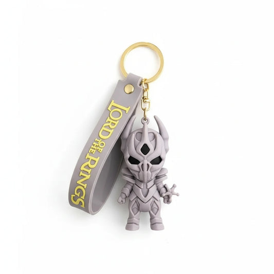 Keychain with a character figure and 'Lord of the Rings' branding on a white background