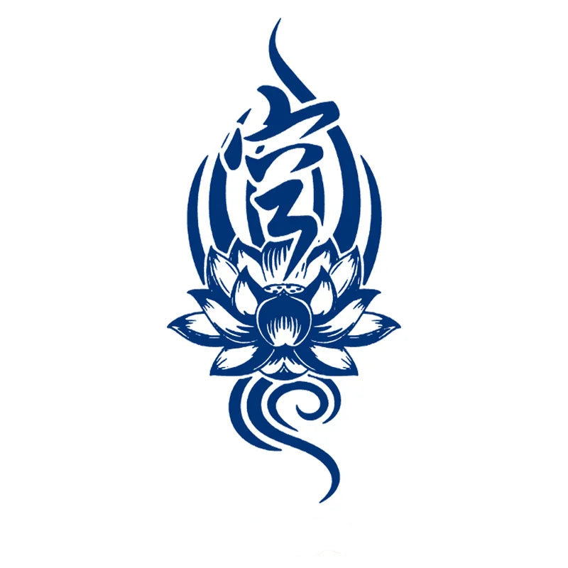 Lotus Flower Semi-Permanent Jagua Tattoo Kōng Kanji