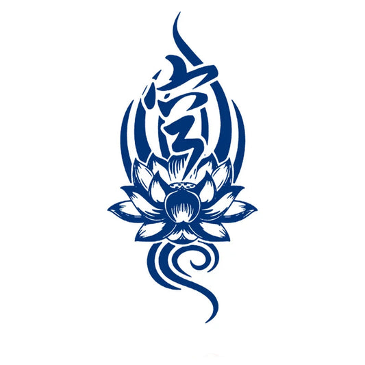 Lotus Flower Semi-Permanent Jagua Tattoo Kōng Kanji