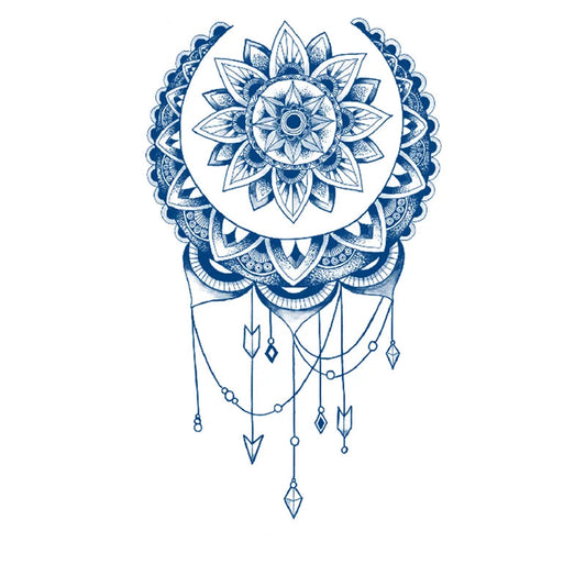 Mandala and Moon Jagua Tattoo | 11 x 18 cm