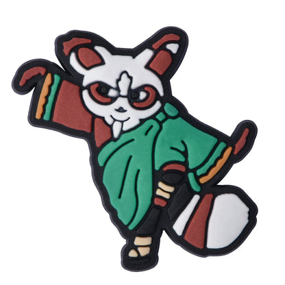 Colorful character patch with a panda-like figure on a white background
