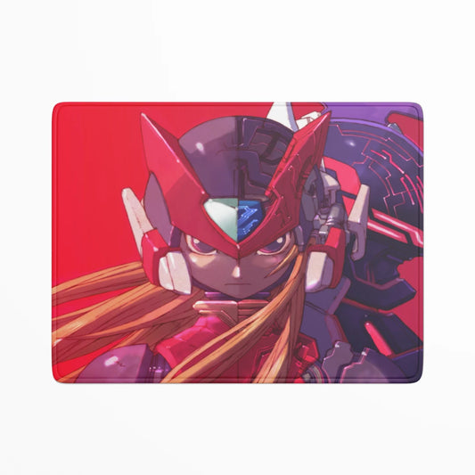 Mouse pad with a character design on a red background