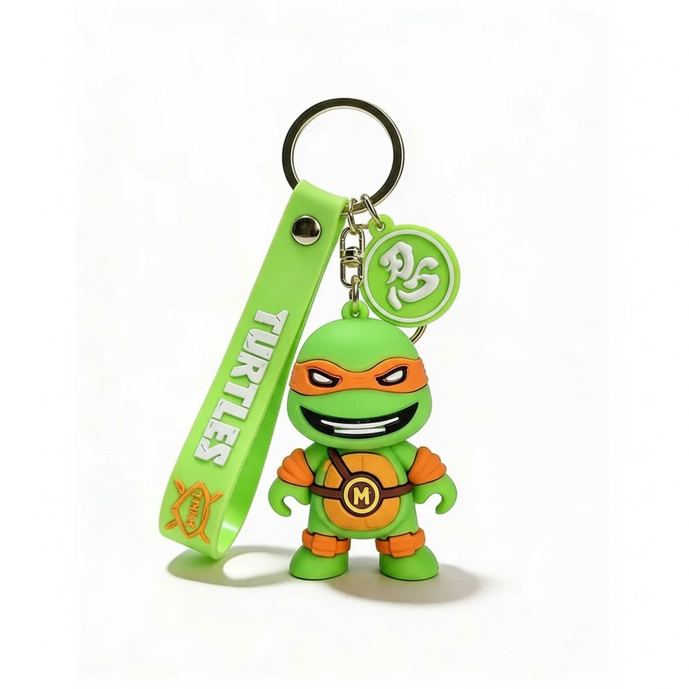 Keychain with a green turtle character and 'Turtles' text on a white background