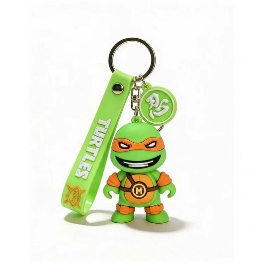 Keychain with a green turtle character and 'Turtles' text on a white background