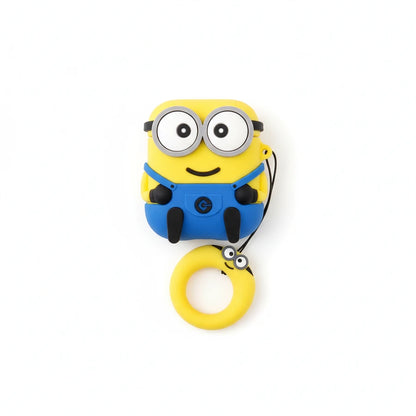 Minion-shaped keychain with a yellow ring on a white background