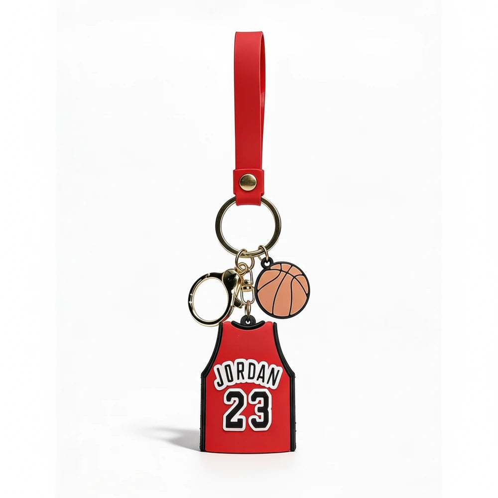 Keychain with Jordan 23 design on a red background