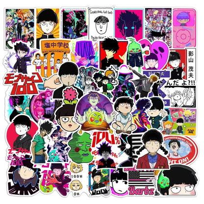 Collection of colorful anime-style stickers with various characters and designs.