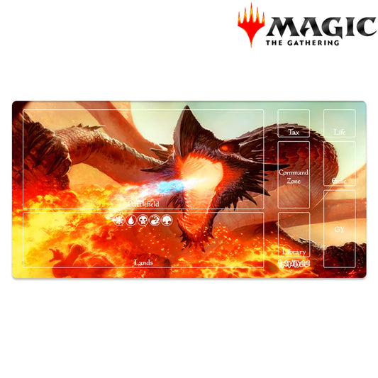 magic the gathering tcg playmat with dragon design ancient hellkite