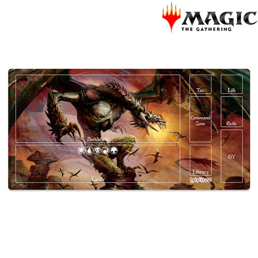 magic the gathering tcg playmat with dragon creature design bogardan hellkite