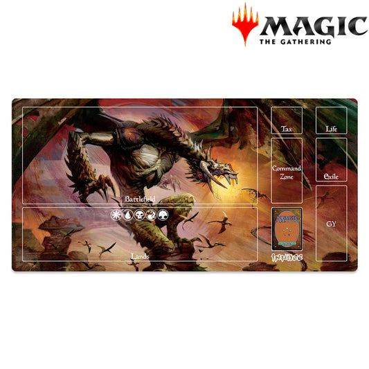 magic the gathering tcg playmat with dragon creature design bogardan hellkite