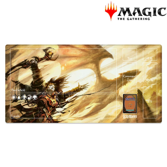 magic the gathering tcg playmat with human shaman creature design dragonmaster outcast