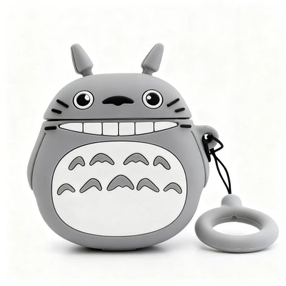 Gray character-shaped case with a ring holder on a white background