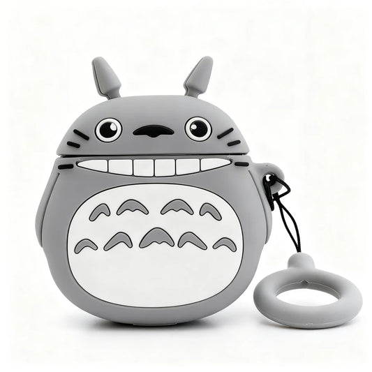 Gray character-shaped case with a ring holder on a white background
