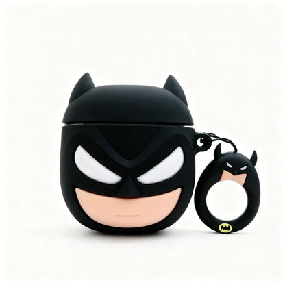 Batman-themed product with a mask and small figure on a white background