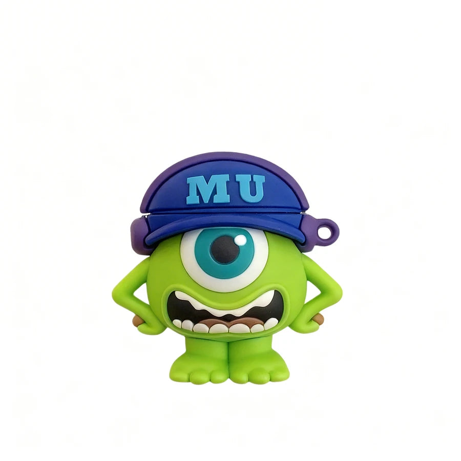 Green character with a blue cap on a white background